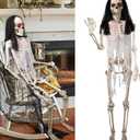 DR.DUDU Halloween Skeleton 5.4 Ft Full Body Posable Joints, Realistic Life Size Bones Haunted House Prop Accessories, Spooky Decorations for Party Indoor Outdoor