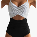 Eomenie Women's One Piece Swimsuits Tummy Control Cutout High Waisted Bathing Suit Wrap Tie Back 1 Piece Swimsuit, Large