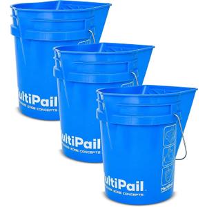 5-Gallon Bucket with Paint Tray, Dustpan Edge, Pour Spout, 3-Pack