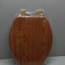 Round Toilet Seat Molded Wood Toilet Seat with Zinc Alloy Hinges, Easy to Install also Easy to Clean, Anti-pinch Wooden Toilet Seat by Angol Shiold (Round, Brownish Yellow)