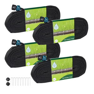 Hourleey Flat Soaker Hose 200 FT for Garden, 200' (50FT x 4) Linkable Consistent Drip Irrigation Hose, Leak-free Dual-layer Design Saving 80% Water Garden System Water Hose with Holes
