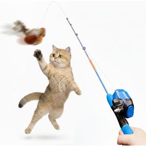 AGGER Cat Casting Fishing Pole Toy, Cat Casting Toy Set, Interactive Toy for Cats, Tangle-Free Design, Cat Toy for Indoor Outdoor Cats
