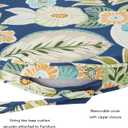 Set of 2 Outdoor 18 inch Round Patio Dining Chair Pads – Comfortable Fiber-Filled Seat Cushions with Ties, Reversible Polyester Fabric, Marlow Blue Floral, 18" x 18" x 2.5"