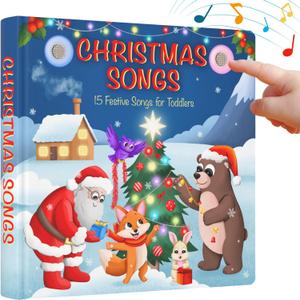 LEARNING BUGS Christmas Songs  Sing Along with 15 Festive Holiday Tunes, Musical Book for Toddlers, 28-Button Music Book, Musical Toys for Toddlers 1-3
