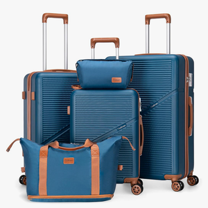 Cosbarn 5 Piece Luggage Sets with Spinner Wheels, Hardshell ABS Suitcase Set with Tsa Lock, Lightweight Hardside Waterproof Travel Suitcases for Men Women, Navy (20"/24"/28")