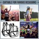 Sweetude 6 Pcs Clear Backpack bulk 11.4 x 9.5 x 5.1 Inch Bag Stadium Approved Plastic Transparent Backpack with 2 Water Holders (Black)