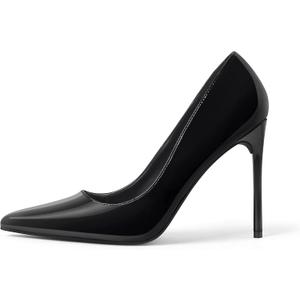 Women's Pumps Slip On High Heels with Pointed Toe 4.1 Inch Stiletto Bridal Party Dress Heels for Casual,Lucy-All Black-8.5