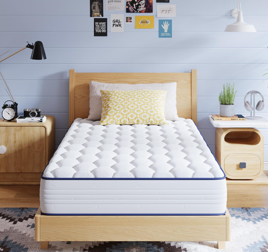 Avenco 8 Inch Twin Mattress, Foam and Spring Hybrid Mattresses in a Box, Medium Soft Breathable Fabric & Adaptive Support CertiPUR-US Certified, Colchones Twin Size in Guest