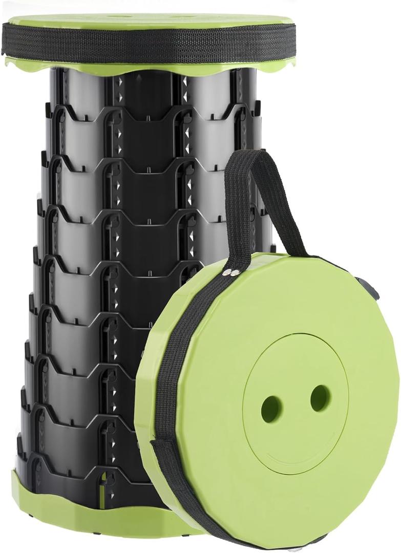 Doseno Upgraded Foldable Stool Thickened, Portable Collapsible Stool Retractable Stool for Fishing, Hiking Tours, BBQ, Parties, Outdoor Activities (1pack, Olive Green)