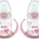 NUK Learner Cup, 5 Oz, Pack of 2, Pink Hearts, Soft Spout, Easy-Grip Handles, BPA Free, Spill Proof, Transition Sippy Cup