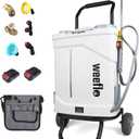 Battery Powered Backpack Sprayer,4 Gallon Electric Sprayer with Wheeled Cart, 100 PSI High Pressure, 2X 21V Rechargeable Batteries,Garden Sprayer for Outdoor Cleaning & Washing