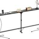 79" Sofa Table Behind Couch Table with Adjustable Height & 2 Power Outlets, 78.8"W x 5.9"D