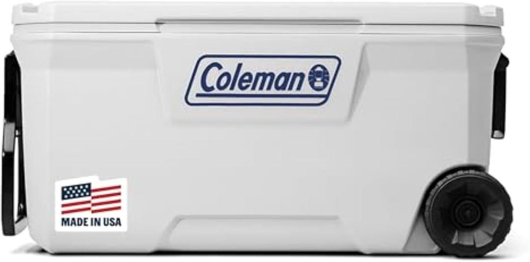 Coleman Marine Cooler with Fully Insulated UV Guard Lid & Body, Keeps Ice for 3+ Days, Great for Boating & Fishing, 52qt/100qt Wheeled/120qt Options
