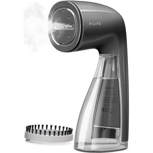 HiLIFE Steamer for Clothes, 1100W Clothes Steamer with Large 300ml Tank, Handheld Clothing Steamer, Fabric Wrinkle Remover, Portable & Compact Travel Size Garment Steamer ONLY FOR 120V (Grey) (5-Black)