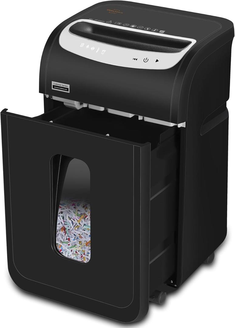 VidaTeco 25-Sheet Paper Shredder for Home Office Heavy Duty with 40 Mins Running Cross Cut, US Patented Cutter, Shred CD/Card with 7.9 Gal Extra Large Bin, AUTO Jam Proof(ETL)