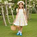 Little Bitty Girls Floral Dress Boho Ruffle Sleeveless Dresses Pleated Casual Swing Beach Sundress for Kids 2-7 Years (3-4T)