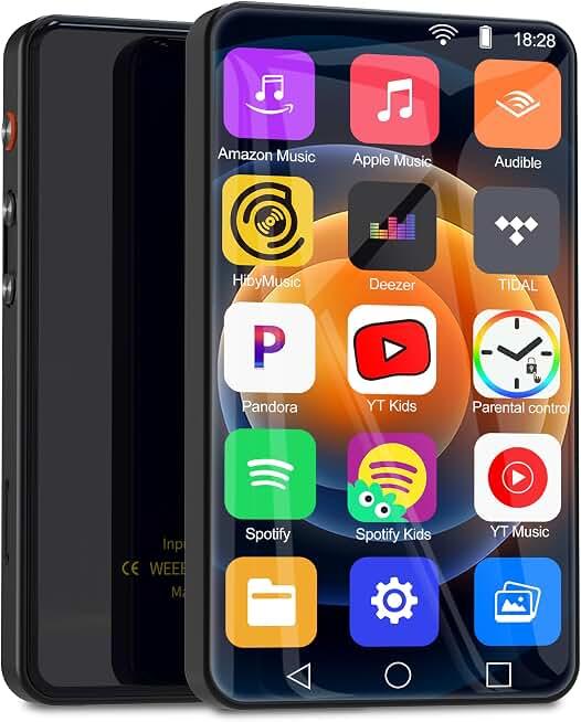 115GB MP3 Player with Bluetooth and WiFi, HD 4" Full Color Touch Screen Music Player with Spotify,YouTube,Pandora,Parental Control Android Mainstrem Media MP4 Music Player for Kids up to 1TB, Black