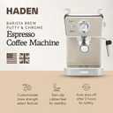 HADEN Barista Brew Espresso Coffee Machine, Stainless Steel Espresso Maker with Milk Frother and Steamer Function and 1.5L Water Tank, Putty & Copper