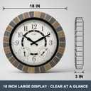 OCEST 18inch Large Indoor Outdoor Clock Illuminated Wall Clock with Thermometer Hygrometer & Night Light Waterproof Battery Operated Silent Non-Ticking Wall Clocks Decor for Patio Pool Porch Bathroom
