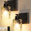 Rayogale Battery Operated Wall Sconce Set of 2, Black Wireless Wall Lights with Timer Function, Easy Install Dimmable Rechargeable Wall Lamps for Living Room, Bedroom, Hallway, Entryway Decor 3000K