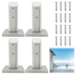 LukLoy Heavy Duty 2.1lb Marine Grade SS2205 Glass Pool Fence Spigot Railing Clamp for Coastal City Projects, Brushed (4Pack, Each NW 2.1lb, GW 3.0lb) - Level 2