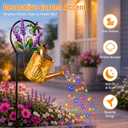 Solar Lights Garden Decor, Hummingbird Solar Watering Can Lantern, Waterproof Colorful Outdoor Light, Birthday Gifts for Mom Grandma Women, Garden Lights for Yard Pathway Patio Lawn (Lavender)