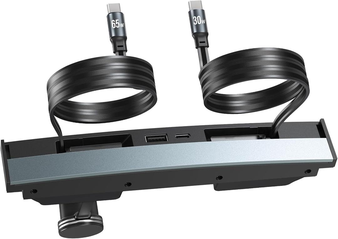 65W USB Hub for Tesla Model 3 Highland/Model Y Juniper 2024 2025 Waterproof - 4Ports Fast Charger Tesla Accessories for Tesla Phone Charger 2 Type-C Fast Charging Cables