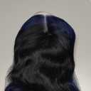 Ombre Blue Lace Front Wigs Human Hair Body Wave 1B/Blue Highlight Blue Skunk Stripe Wig Glueless 13x4 HD Lace Frontal Wig Pre Plucked With Baby Hair 150% Density 22 Inch Dark Blue Human Hair Wigs