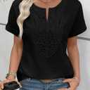 EVALESS Womens Tops Summer Trendy Dressy Casual Boho V Neck Short Sleeve Shirts Work Business Cute Loose Blouses (Black, L)