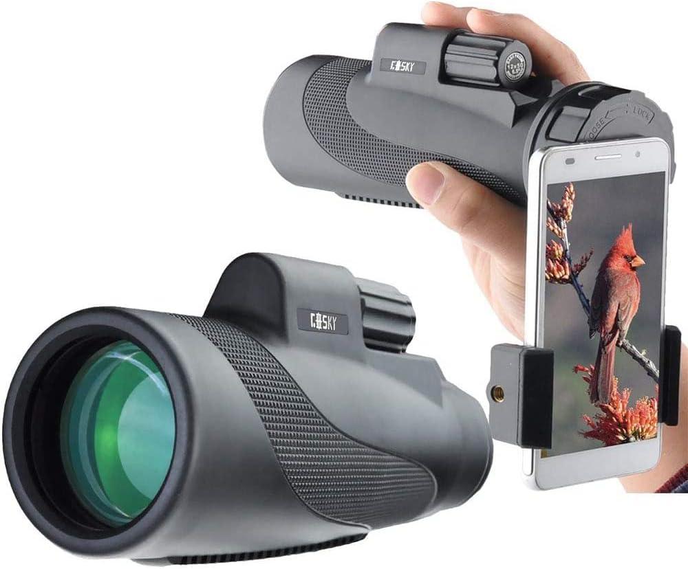 Gosky Titan 12X50 Monocular Telescope with Smartphone Holder - Waterproof Fog-Proof Shockproof Scope BAK-4 Prism FMC for Bird Watching Hunting Camping Traveling Wildlife Scenery