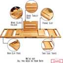 XcE Foldable Bamboo Bathtub Caddy Tray - Expandable to 41 Inches with Non-Slip Pads & Book Stand for Couples Luxury Bath