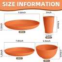 Orange Plastic Dishes Set for 8 includes Dinner Plates,Pasta Bowls,Soup Bowls and Drinking Cups,Unbreakable Orange Plastic Plates Set Microwave Dishwasher Safe For Thanksgiving Dinnerware Sets,32PCS