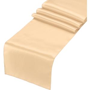 uxcell 2 Pcs Champagne Satin Table Runner 12" x 108" Romantic Silk Table Runner Smooth Fabric Table Runner Decorations for Wedding Dining Birthday Party (9ft)
