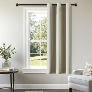 ChrisDowa Small Window Curtains 50 inches Long for Bedroom - Grommet Short Thermal Insulated Room Darkening Curtains for Kitchen (1 Panel, Beige, 29 x 50 Inch)