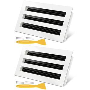 12x6 Modern AC Vent Cover 2Pack, Decorative White Air Vent (Duct Opening Cutout), All Aluminium Standard Linear Slot Diffuser, Low Noise - Register Grille for Ceiling, Walls & Floors