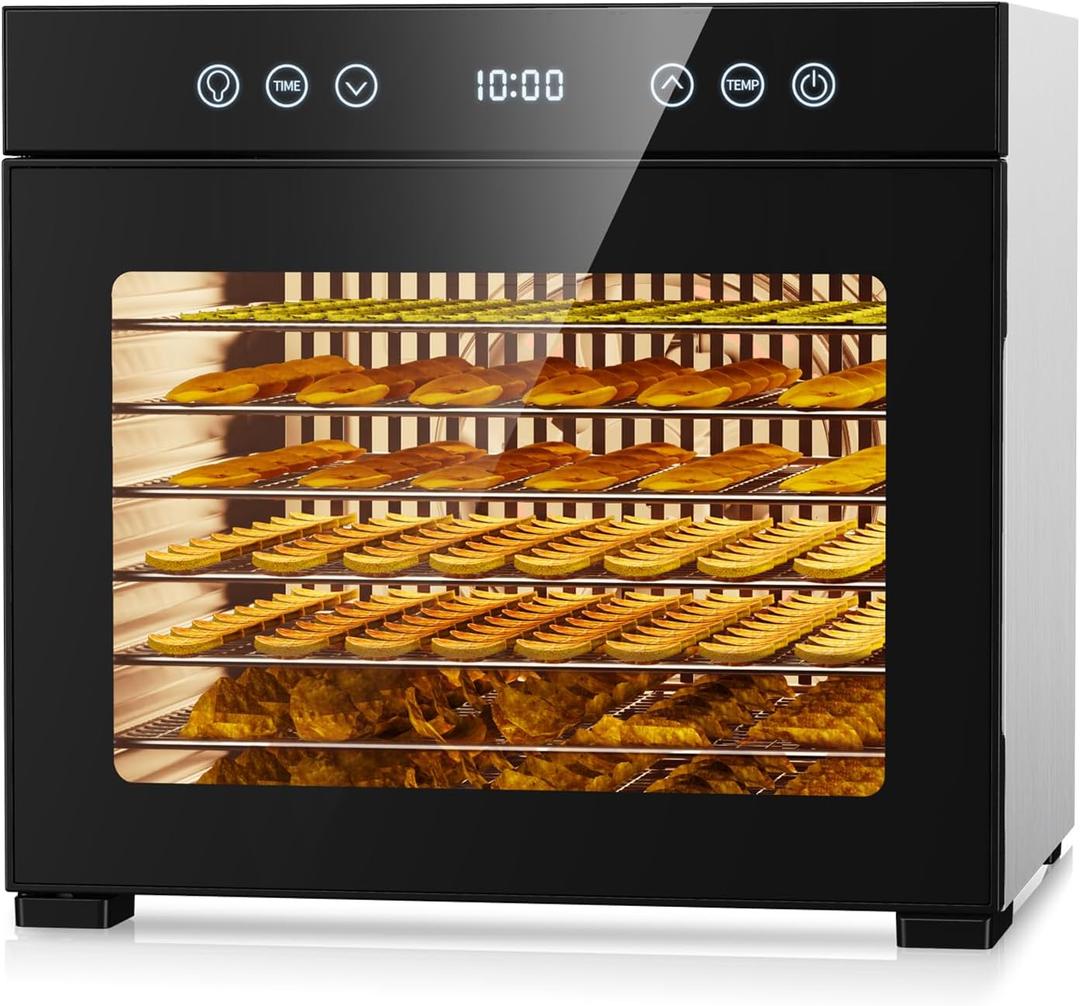 PSIIDAN Upgraded Food Dehydrator Machine, 650W Powerful Dehydrator with 8 Stainless Steel Trays & Interior Light, Adjustable Timer and Temperature for Jerky, Fruits, Herbs, Dog Treats