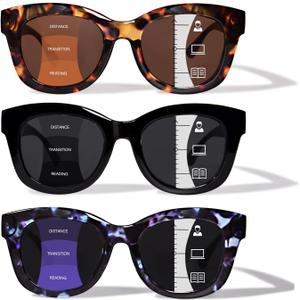 Oversized Progressive Reading Sunglasses for Women Men UV400 Protection Stylish Outdoor Progressive Readers Sunglasses (Progressive Lens- Mixed Colors, 2.5)