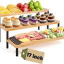 3 Tier Serving Tray Set,17" Serving Tray Stand & Platter Tower Plate for Party Supplies,Reusable Trays for Food Fruit Cookie Afternoon Tea Hosting, Appetizer,Dessert Table Display Set (17" x 6" x 9")