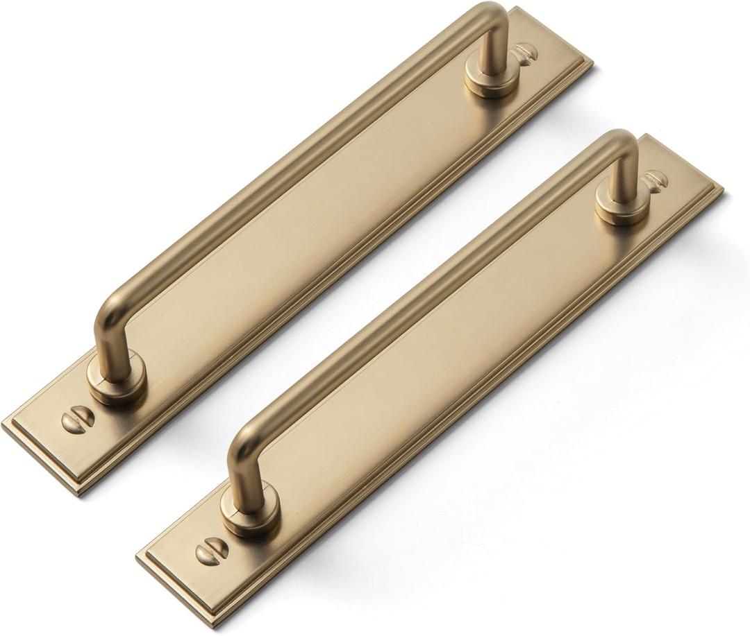 Goo-Ki 2 Pack 5'' Center to Center Champagne Bronze Cabinet Bar Pulls with Plaquette Backplate Modern Drawer Handles Closet Classic Home Kitchen Improvement Hardware