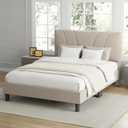 Avenco Queen Bed Frame, Upholstered Platform Bed Frame with Adjustable Headboard, Wood Slat Support, Easy Assembly, No Box Spring Needed, Beige