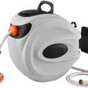 Retractable Hose Reel Wall Mount 65FT 5/8" with 180 Swivel, Heavy Duty No-Kink Garden Water Hose Reel