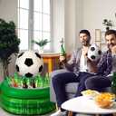 Bencailor Inflatable Cooler Inflatable Football Drink Cooler Toss Game Party Decoration Rugby Basketball Baseball Blow up PVC Ice Serving Bar for Sport Party Supplies Game Day Beer (Green, Soccer)