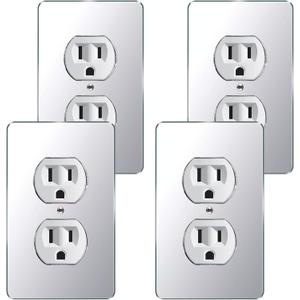4 Pcs Mirrored Switch Light Cover Wall Plate Decorative Outlet Covers For Electrical Outlets Wall Outlet Cover (Silver Mirrored 17)