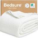 Bedsure Gentlesoft 100% Cotton Large Throw Blanket for Couch 50x70 inches - Breathable and Soft, Waffle Weave Throw Blanket for Office, White