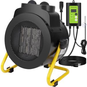 Orvella Greenhouse Heater with Digital Thermostat, Grow Tent Heater, Overheat Protection & Fast Heating, Electric Space Heaters for Patio, Garage