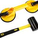 Floor Gap Fixer Tool Kit for Laminate Floor Gap Repair Aluminum Heavy Duty Suction Cup and Rubber Mallet Set for Floating Wood Floors and Moving Glasses(Yellow)