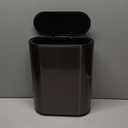 Black Slim Bathroom Trash Can with Press Top Lid,12 Liter Small Thin Garbage Can,3.17 Gallon Narrow Dog Proof Plastic Waste Basket and Covered Wastebasket for Room,Bedroom,Kitchen,Toilet,Office,Dorm