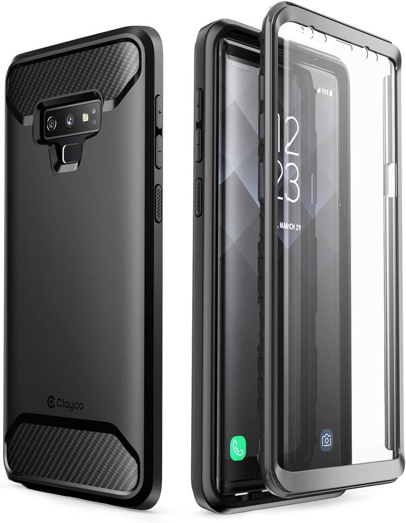 Clayco Xenon Series Case for Samsung Galaxy Note 9 (2018 Release), Full-Body Rugged Case with Built-in 3D Curved Screen Protector (Black)