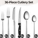 MIAMIO  Cutlery Set Stainless Steel for 6 People / 36-Piece Flatware Set  Includes Knives, Forks, Spoons  Dishwasher Safe (Silver)