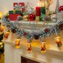 Christmas Garland with Bulbs Lights 6.6 Ft 10 LED Snow Globe String Lights for Christmas Tree Bulb Garland with Vintage Ornaments for Bedroom Table Party Decor Battery Operated (Green White)